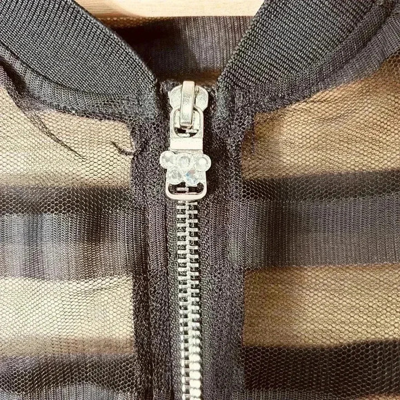 Alexandra Collection Contemporary Zip Up Black Mesh Jacket Sz S - Picture 6 of 7